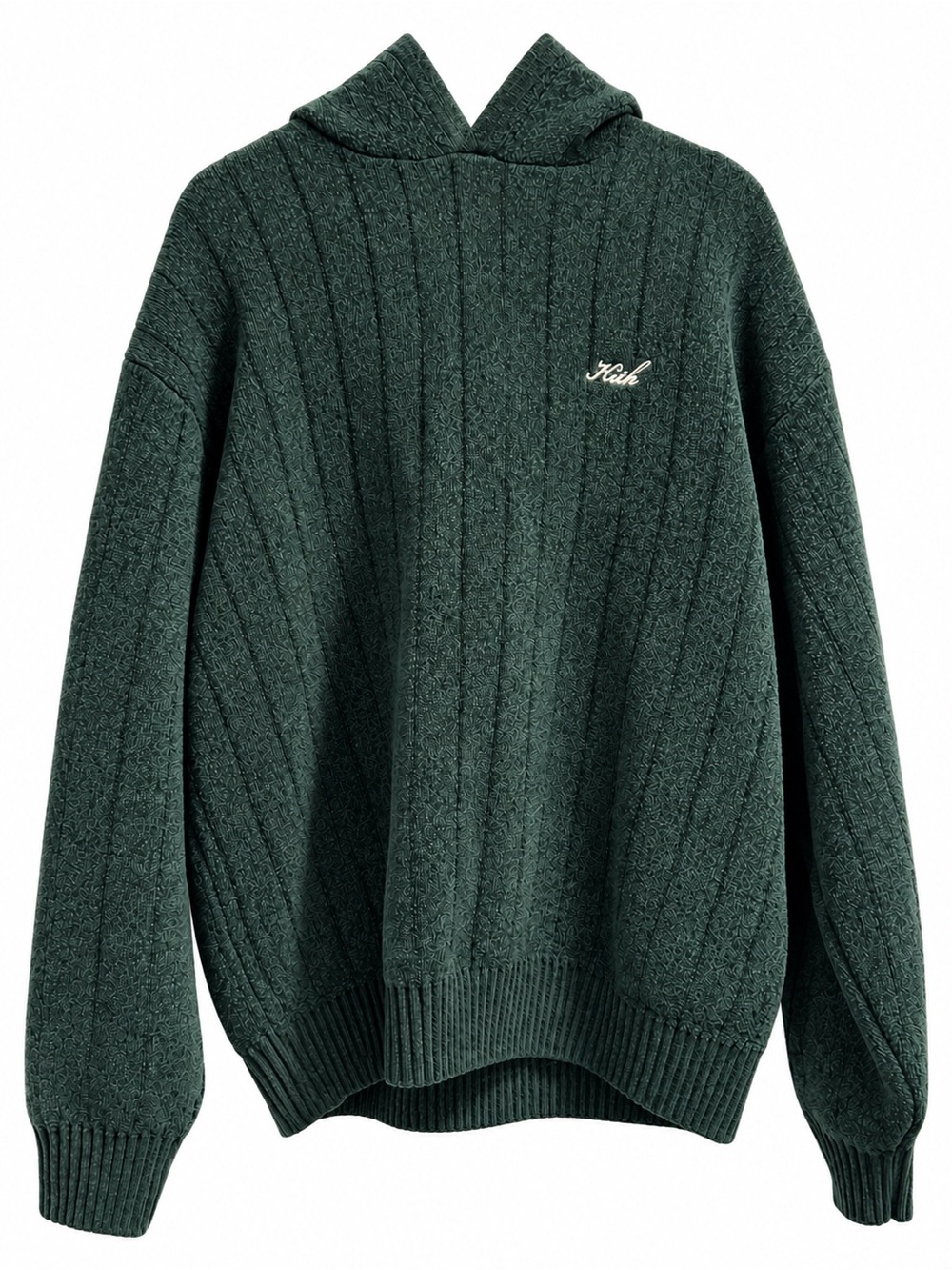 Kith Men's Forest Green Cable-Knit Hooded Sweater